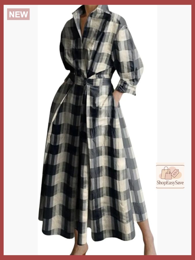Cotton Blend Maxi Dress V-Neck A-Line Ankle Length Shift Summer Casual